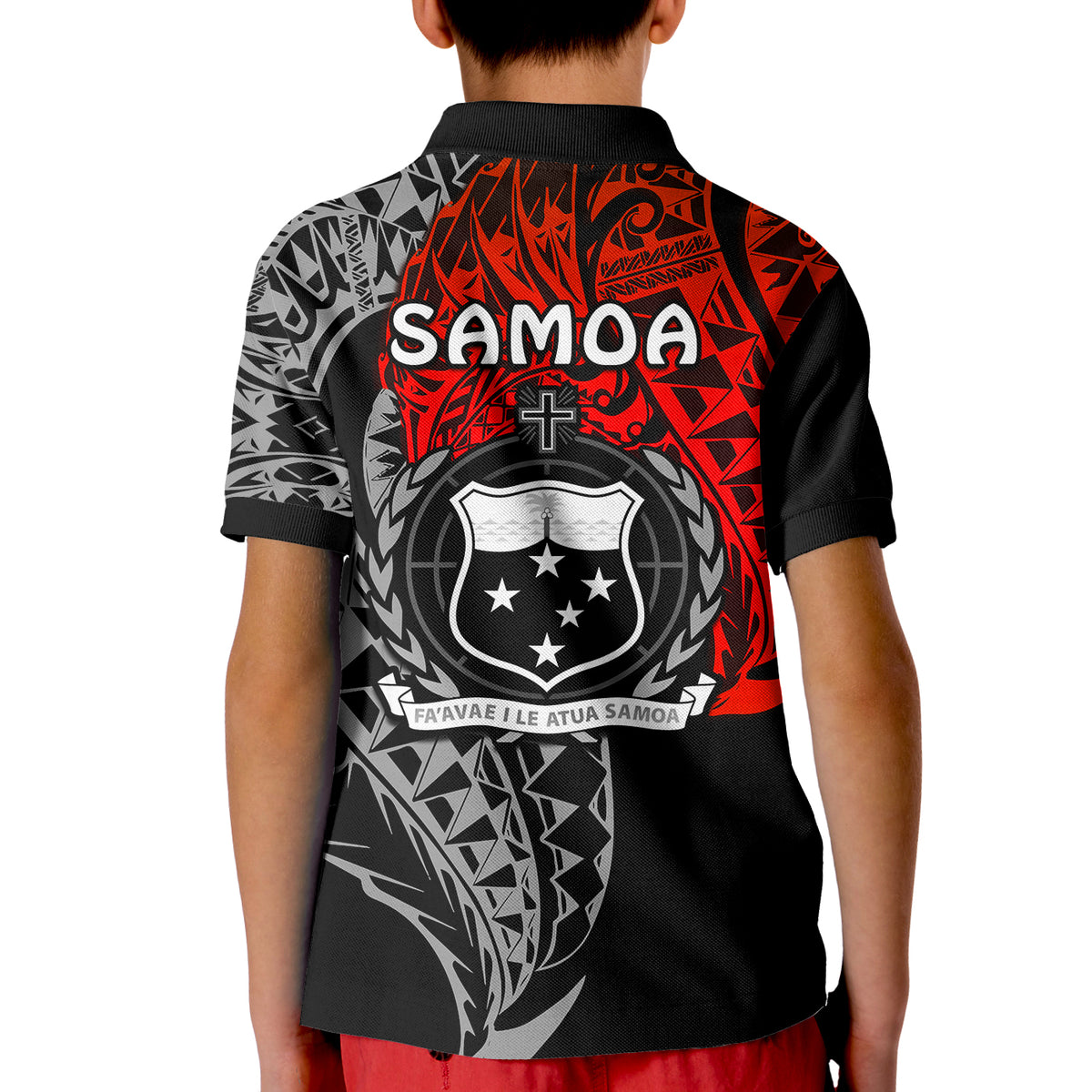 Siva Samoa Polo Shirt KID Samoan Dance Mix Red Polynesian LT13 - Polynesian Pride