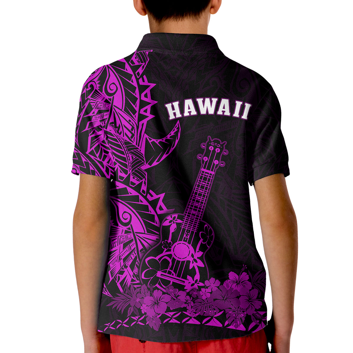 Hawaii Polynesian Polo Shirt KID Ukulele Purple LT13 - Polynesian Pride