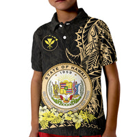 Hawaiian Polynesian Polo Shirt KID Gold Seal of Hawaii LT13 Unisex Gold - Polynesian Pride