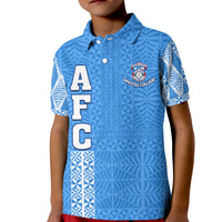 Apifo'ou College Polo Shirt KID Tongan Pattern AFC Lovers LT13 Unisex Blue - Polynesian Pride