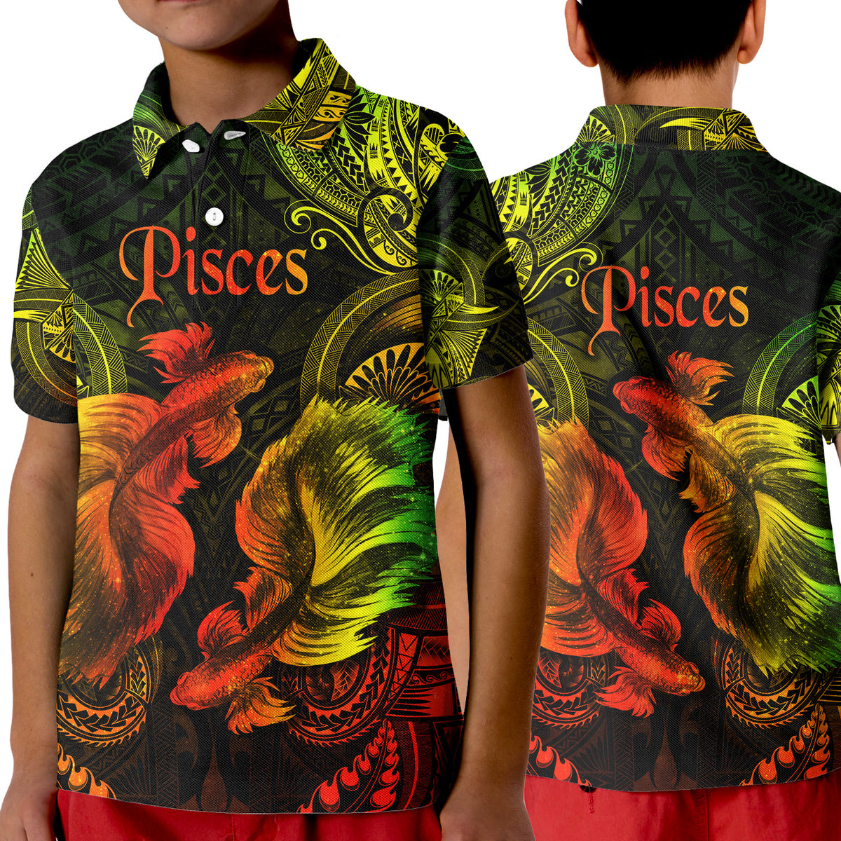Pisces Zodiac Polynesian Polo Shirt KID Unique Style - Reggae LT8 Unisex Reggae - Polynesian Pride