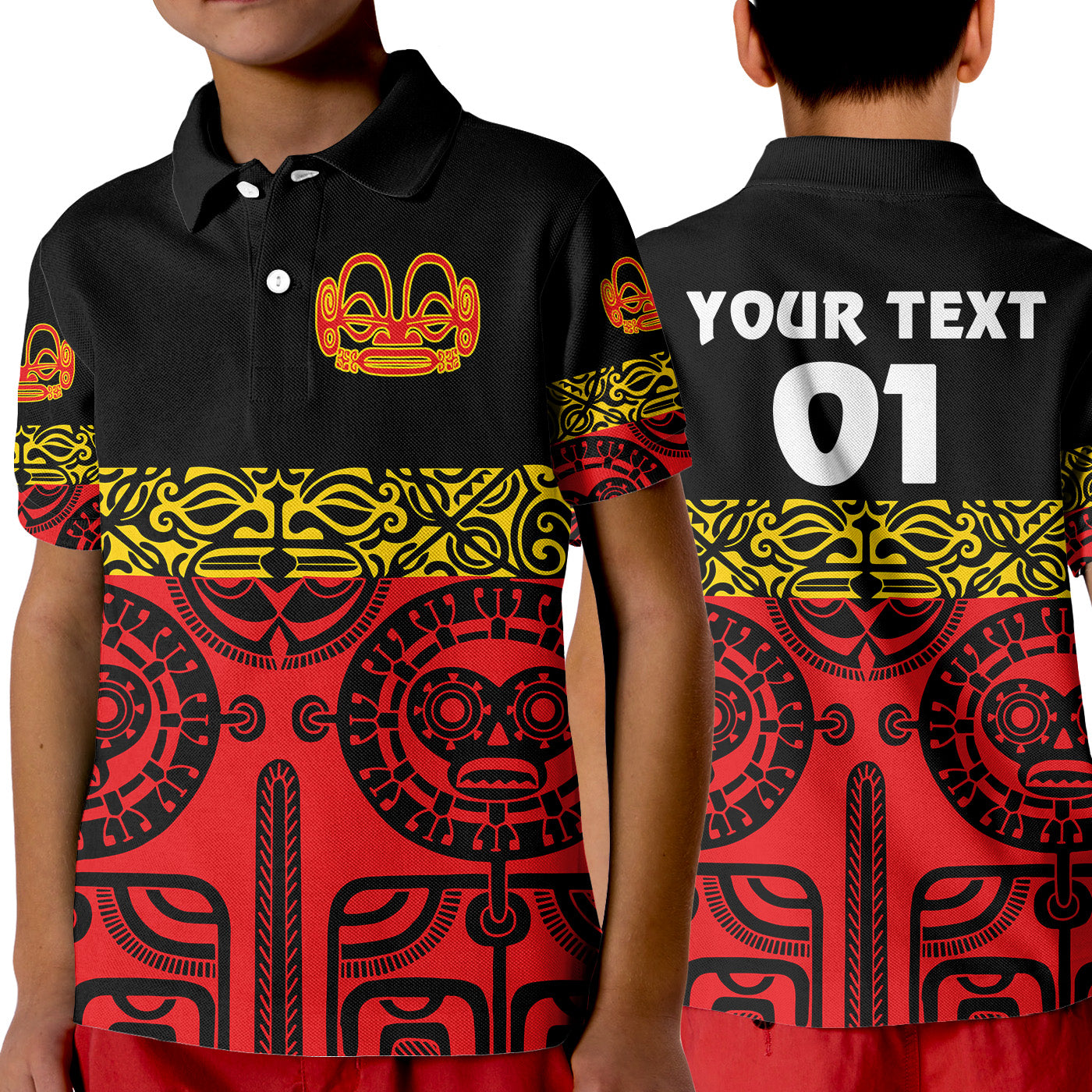 (Custom Personalised) Marquesas Islands Polo Shirt KID Marquesan Tattoo Special Style - Red LT8 Unisex Red - Polynesian Pride