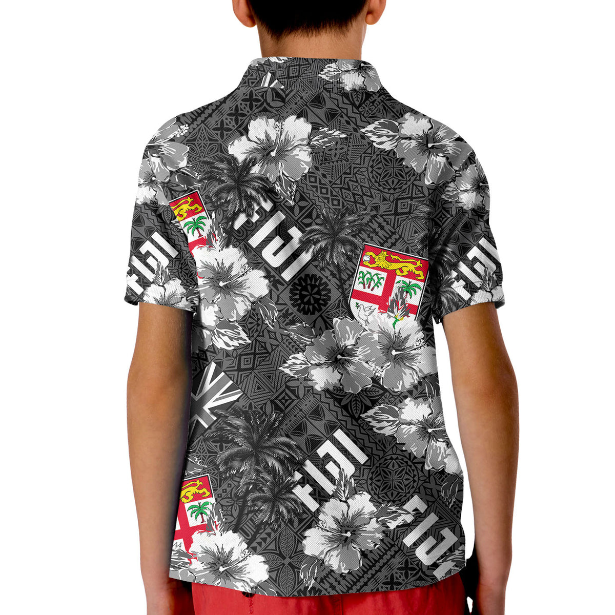 Fiji Hibiscus Polo Shirt KID Hawaii Style No.3 LT6 - Polynesian Pride