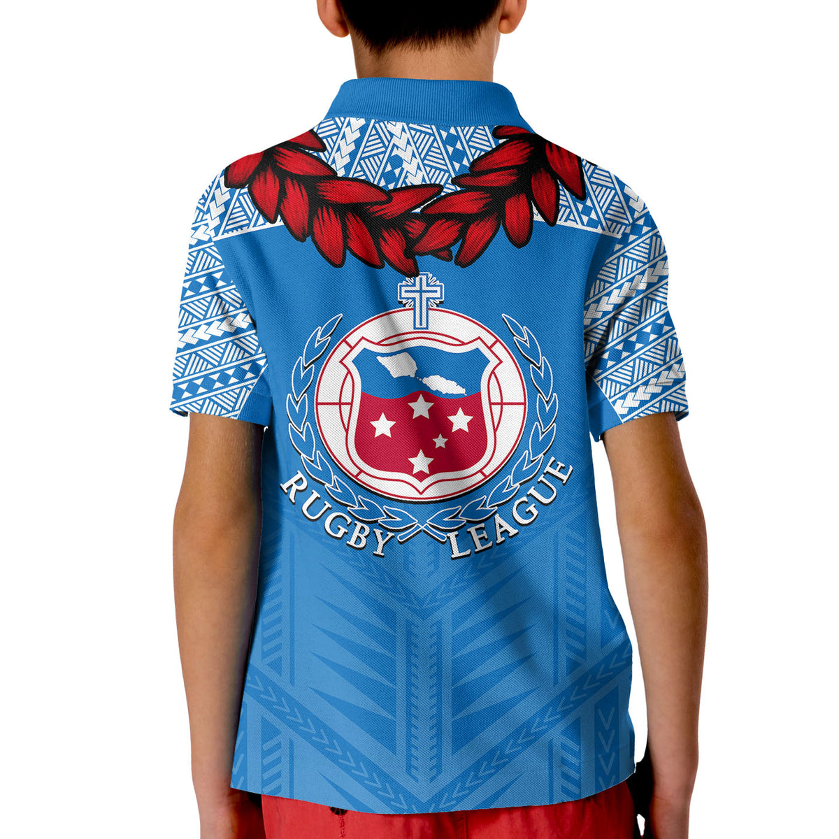 Toa Samoa Ula Fla Rugby Polo Shirt KID Blue Sky Jersey 2022 LT6 - Polynesian Pride