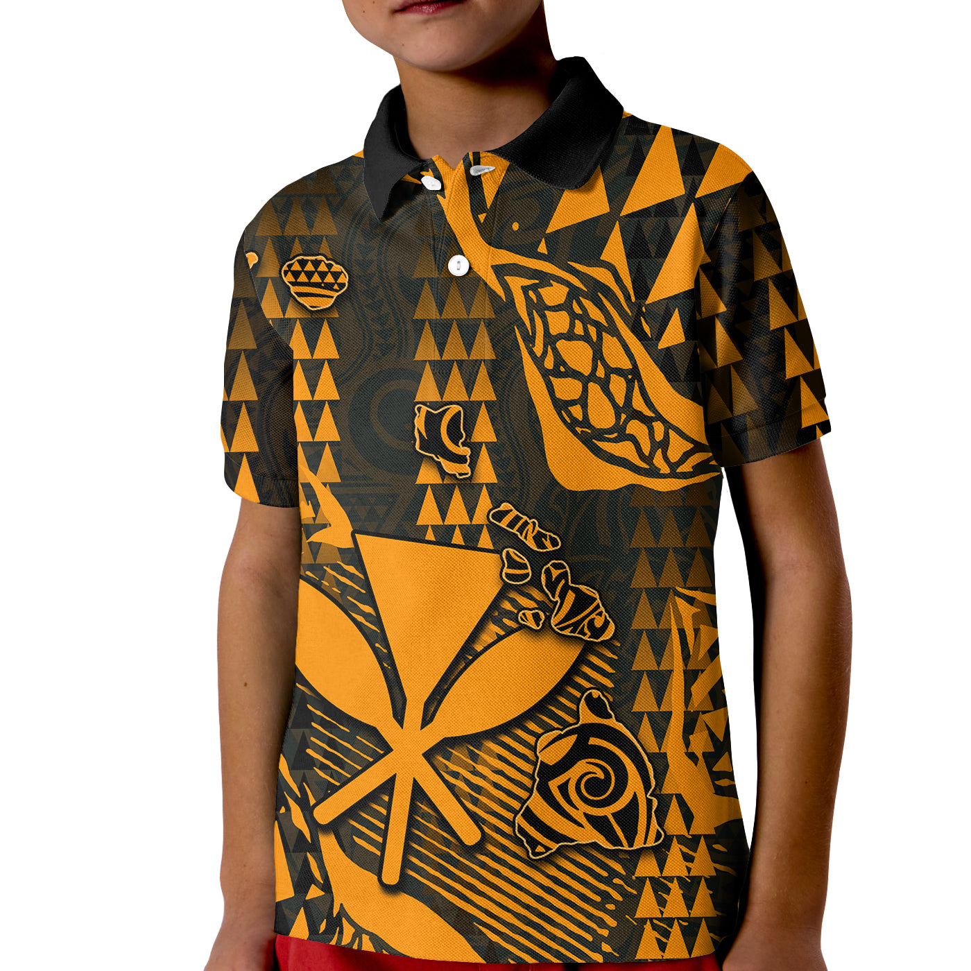 (Custom Personalised) Hawaii Kanaka Map Polo Shirt KID Orange Style LT6 Unisex Orange - Polynesian Pride