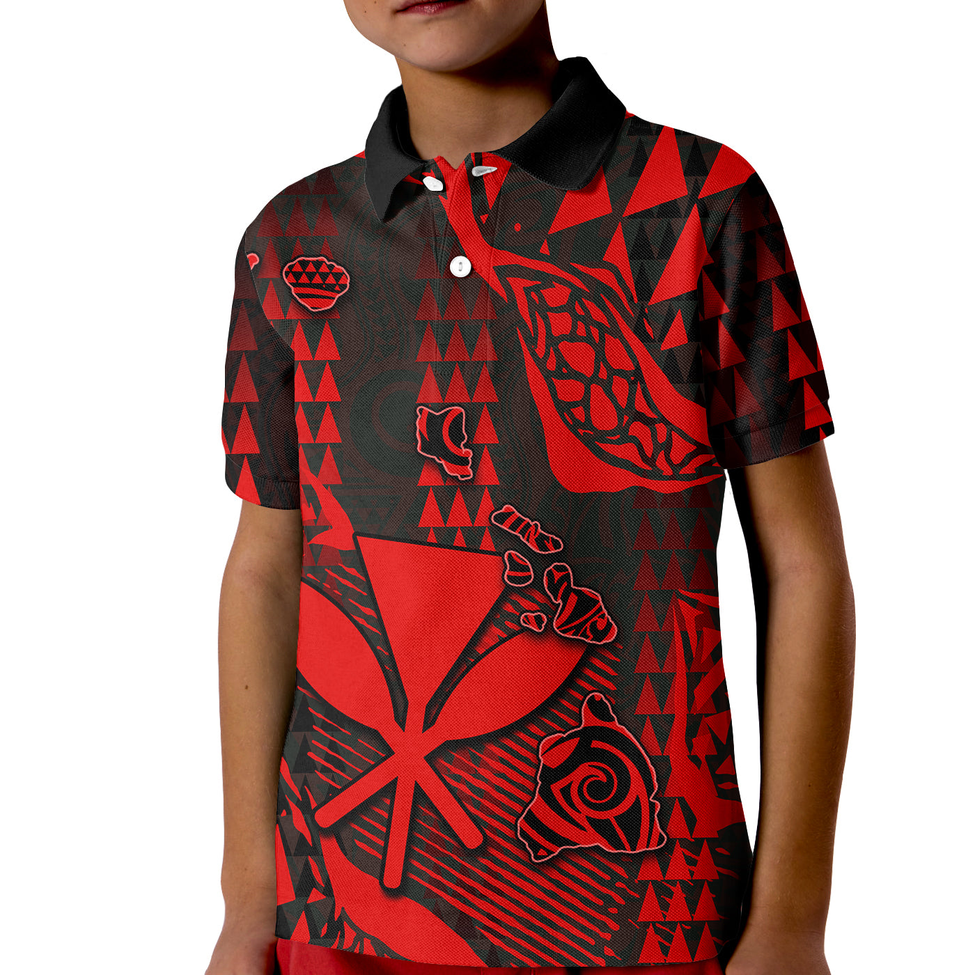 (Custom Personalised) Hawaii Kanaka Map Polo Shirt KID Red Style LT6 Unisex Red - Polynesian Pride