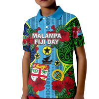 Malampa Fiji Day Hibiscus Polo Shirt KID Style LT6 Unisex Blue - Polynesian Pride