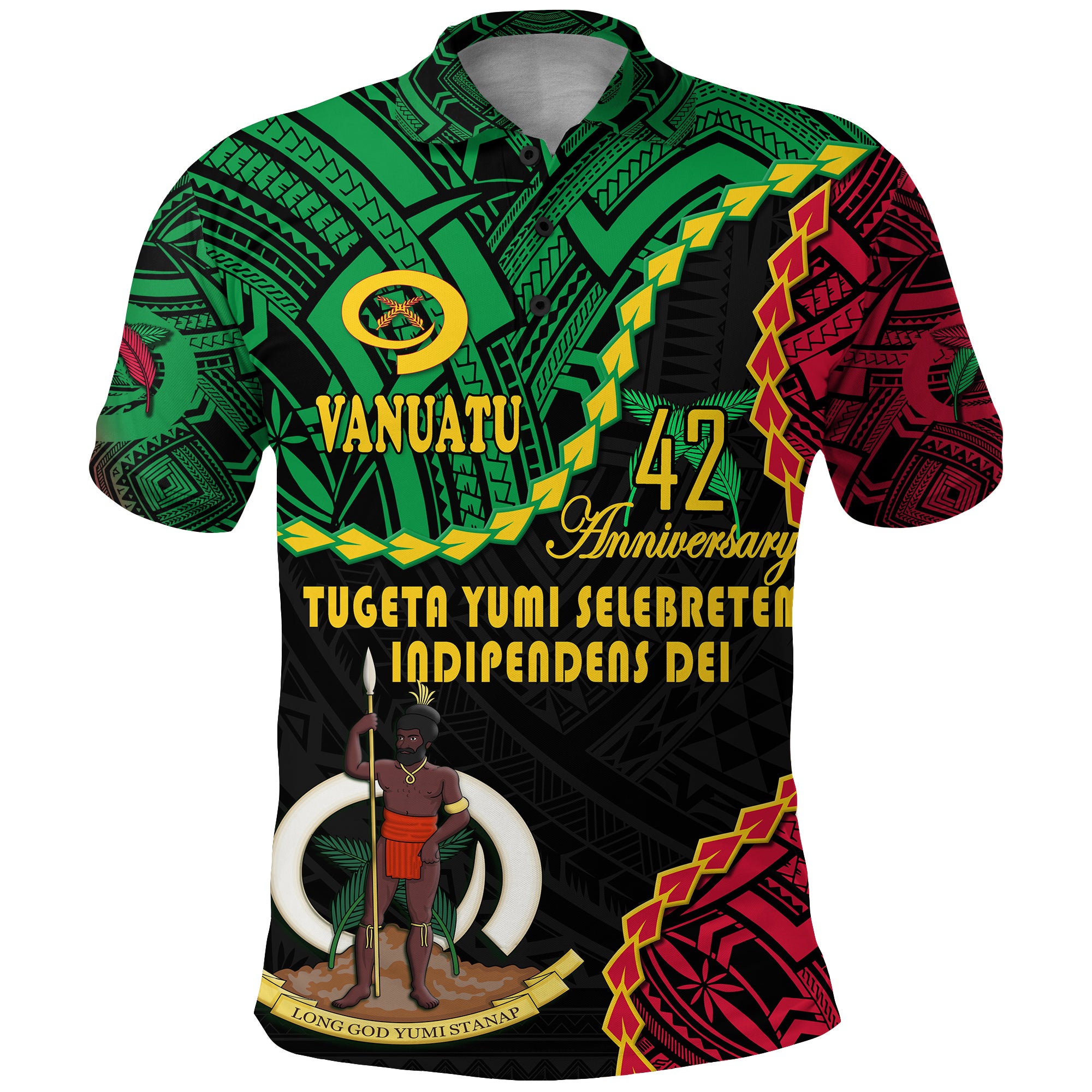 Vanuatu 42nd Anniversary Polo Shirt Tugeta Yumi Selebretem Indipendens Dei LT9