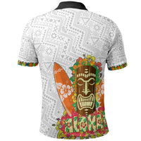 Hawaii All Over Polo Shirt Aloha Hawaii Tiki Statue(White) - Polynesian Pride