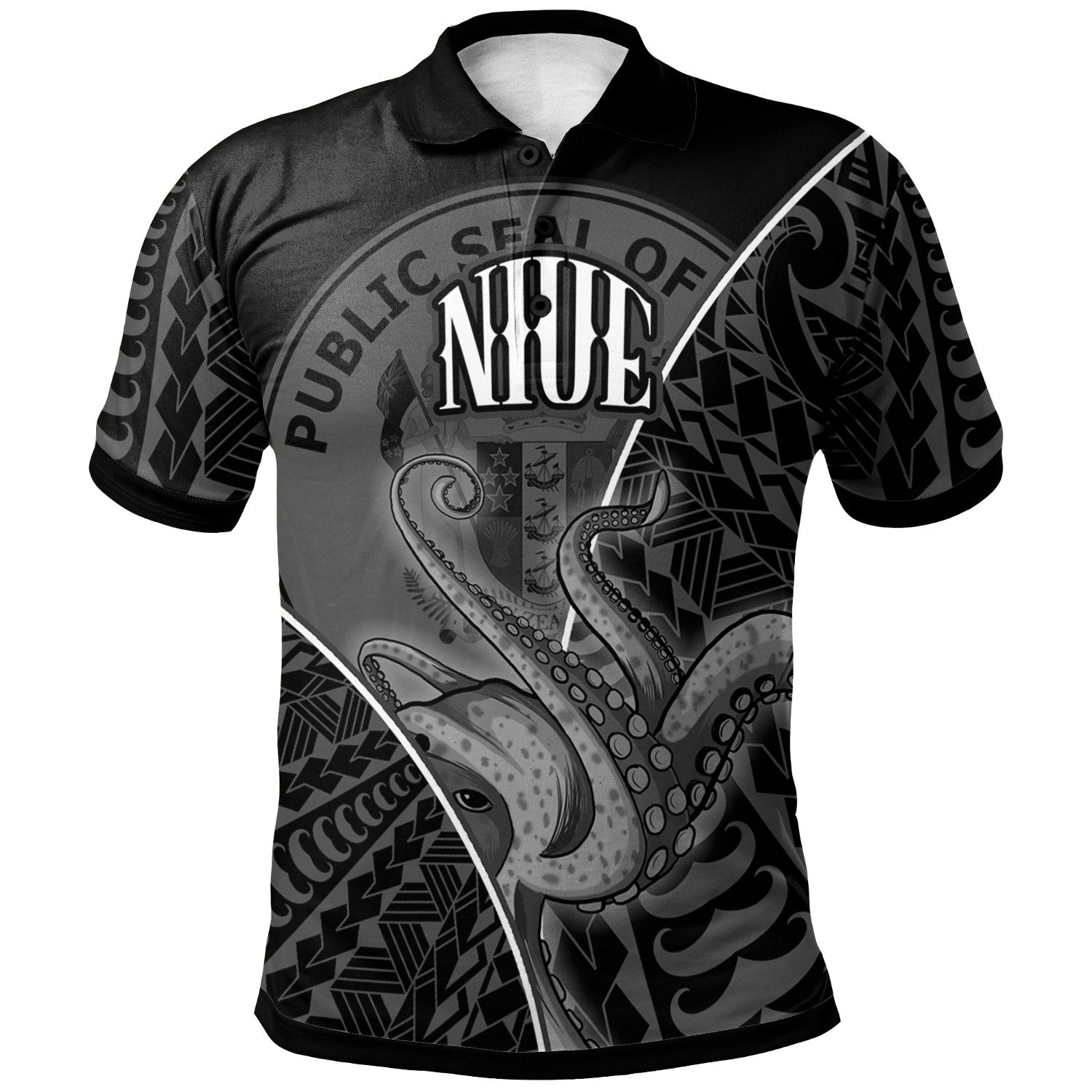 Niue Polo Shirt Octopus Style White Color Unisex White - Polynesian Pride