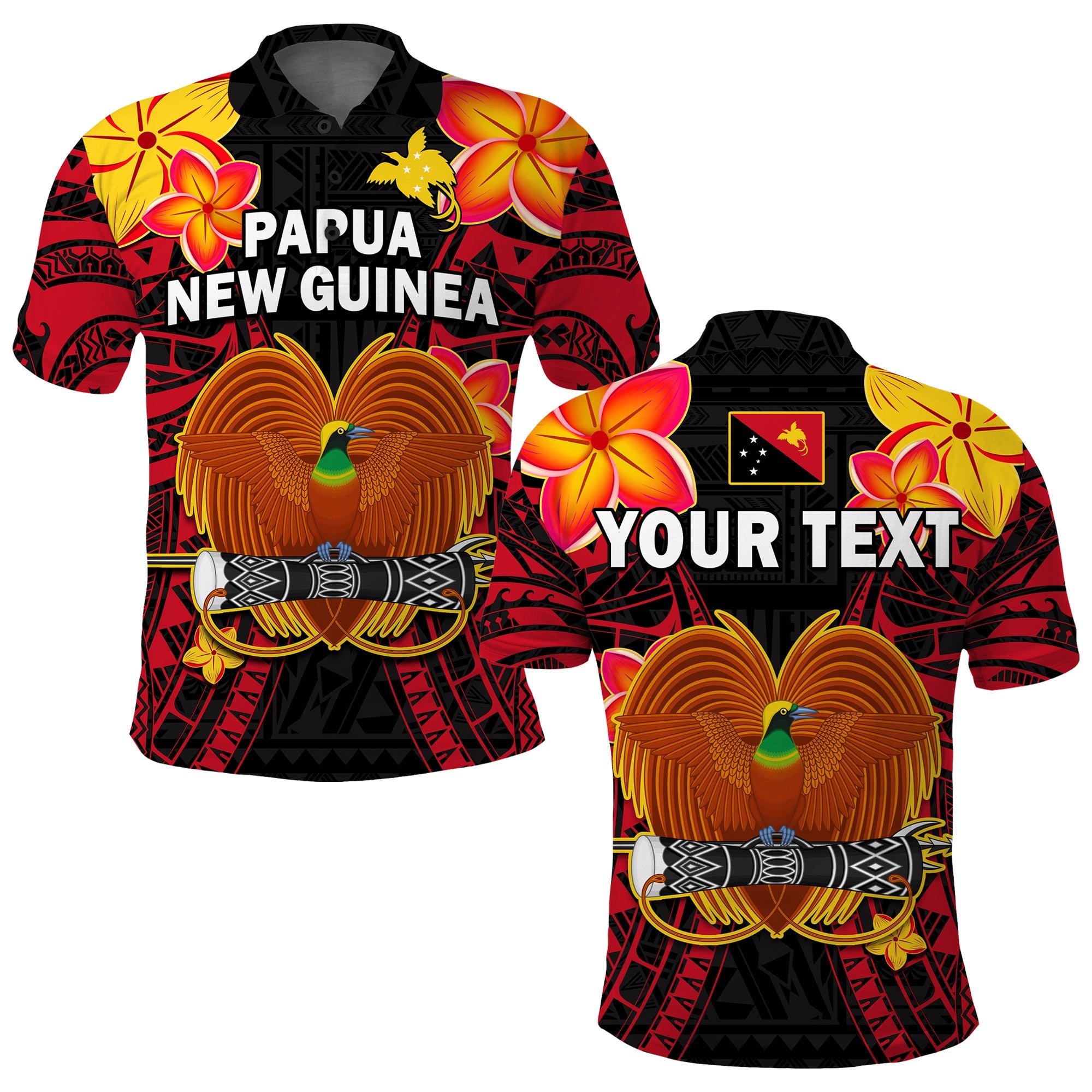 Custom Papua New Guinea Polo Shirt PNG Bird Of Paradise Polynesian Pattern LT14 Adult Black - Polynesian Pride