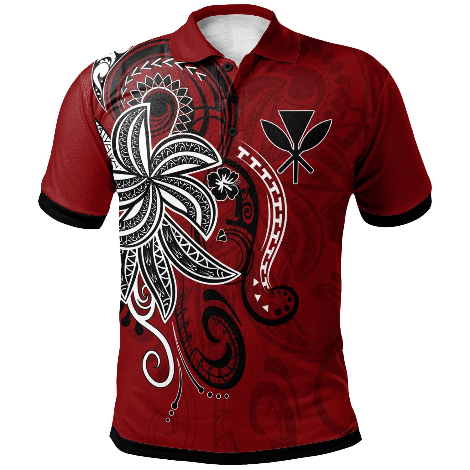 Hawaii Kanaka Maoli Polo Shirt Custom Abstract Style Unisex Red - Polynesian Pride