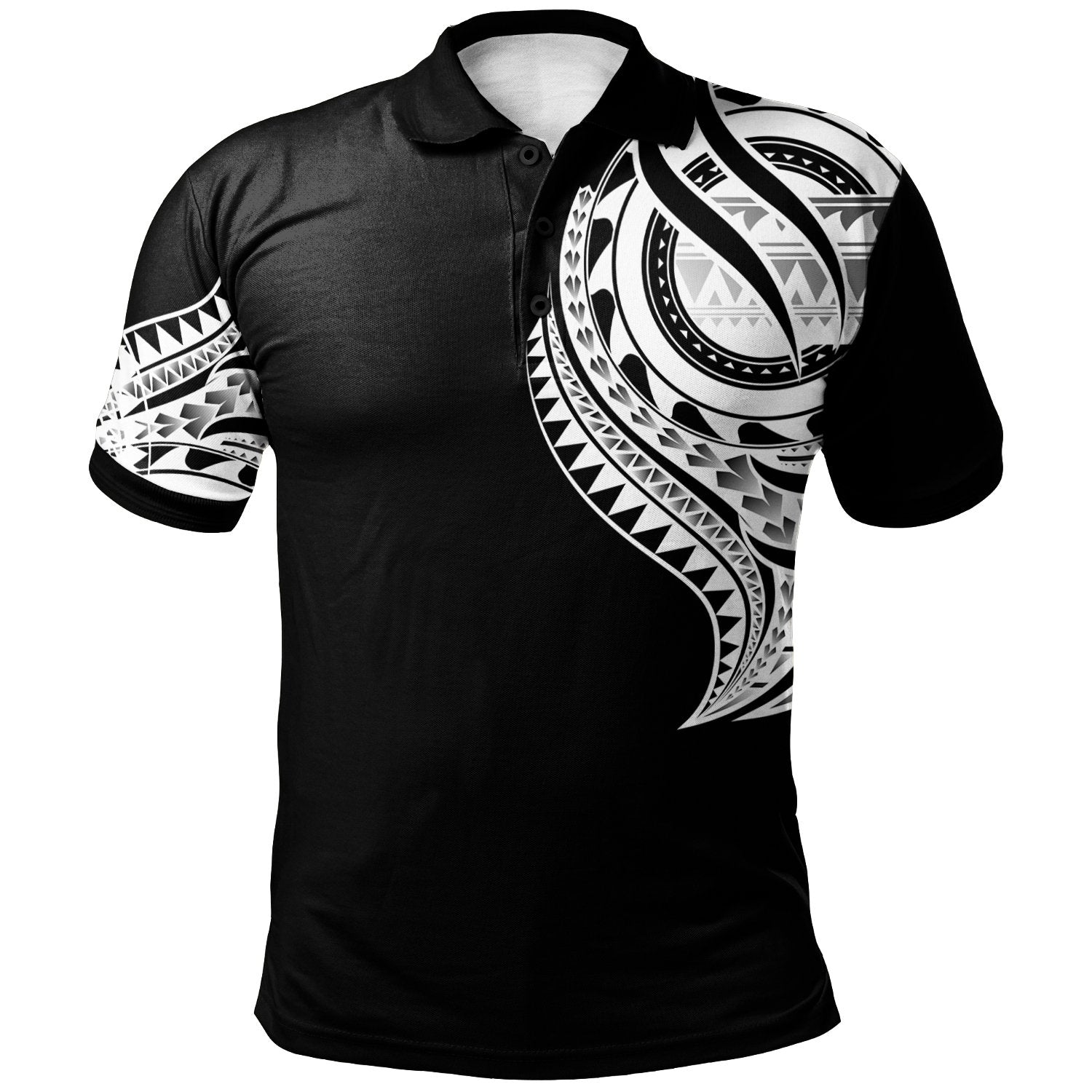 Tokelau Polo Shirt Tokelauan Tatau White Patterns With Coat Of Arms Unisex Black - Polynesian Pride