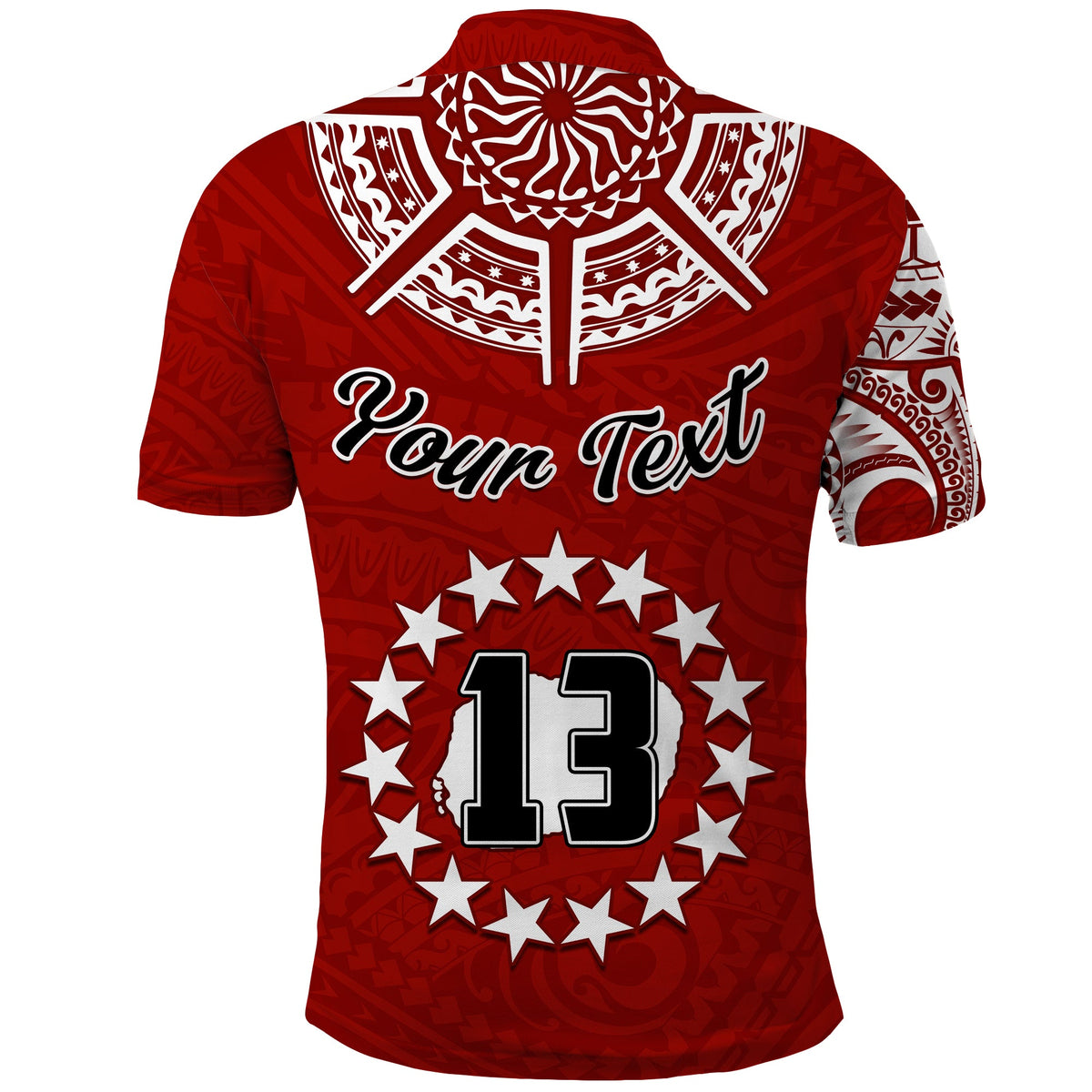 (Custom Text and Number) Rarotonga Cook Islands Polo Shirt Turtle and Map Style Red LT13 - Polynesian Pride