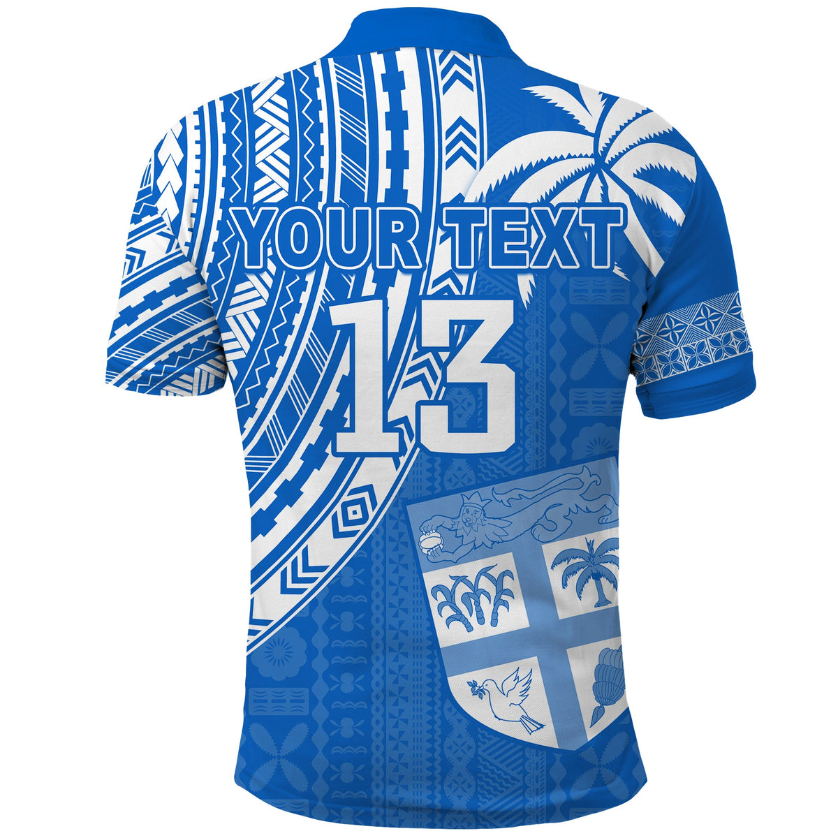 (Custom Text and Number) Fiji Rugby Sevens Polo Shirt Fijian 7s Tapa Polynesian Blue Ver.01 LT13 - Polynesian Pride