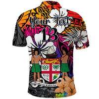 (Custom Text and Number) Fiji Tie Dye Polo Shirt Polynesian Tribal Creative Tropical Flowers LT13 - Polynesian Pride