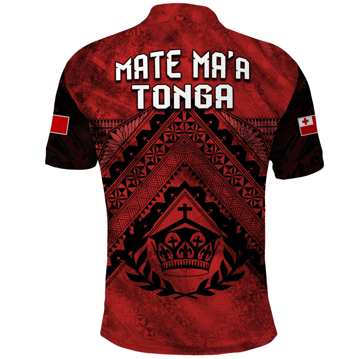 Tonga Rugby MMT Polo Shirt Ngatu Mate Maa Tonga Grunge LT13 - Polynesian Pride