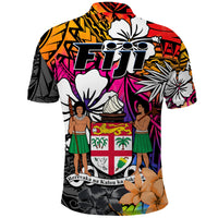 Fiji Tie Dye Polo Shirt Polynesian Tribal Creative Tropical Flowers LT13 - Polynesian Pride