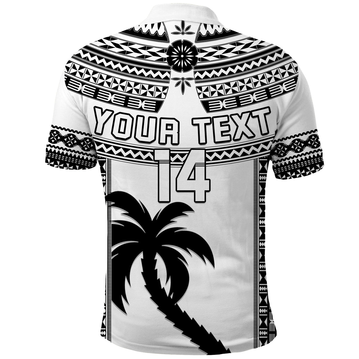 Custom Text and Number Fiji Rugby Polo Shirt Pacific The Bati Black Fijian Tapa LT14 - Polynesian Pride