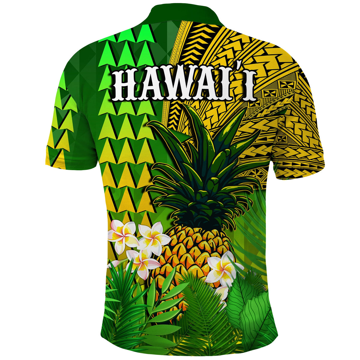 Hawaii Pineapple Polo Shirt Plumeria Frangipani Mix Tribal Pattern LT13 - Polynesian Pride