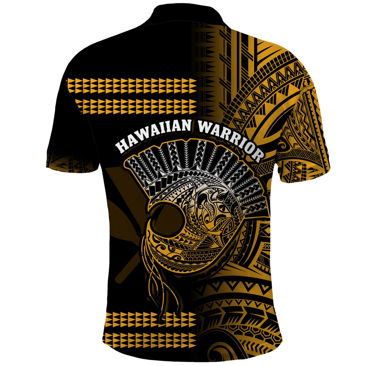 Hawaii Polo Shirt Kakau Warrior Helmet Gradient Gold Polynesian LT14 - Polynesian Pride