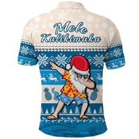 Hawaii Mele Kalikimaka Polo Shirt Dabbing Santa Blue Merry Christmas LT14 - Polynesian Pride