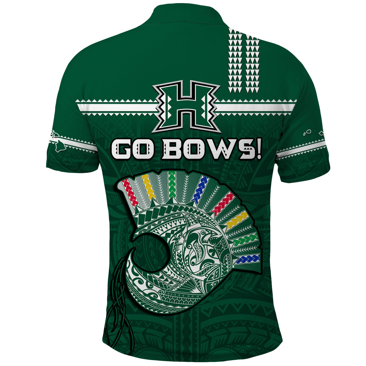 (Custom Text and Number) Hawaii Football Polo Shirt Kakau Rainbow Warriors Helmet Go Bows LT14 - Polynesian Pride