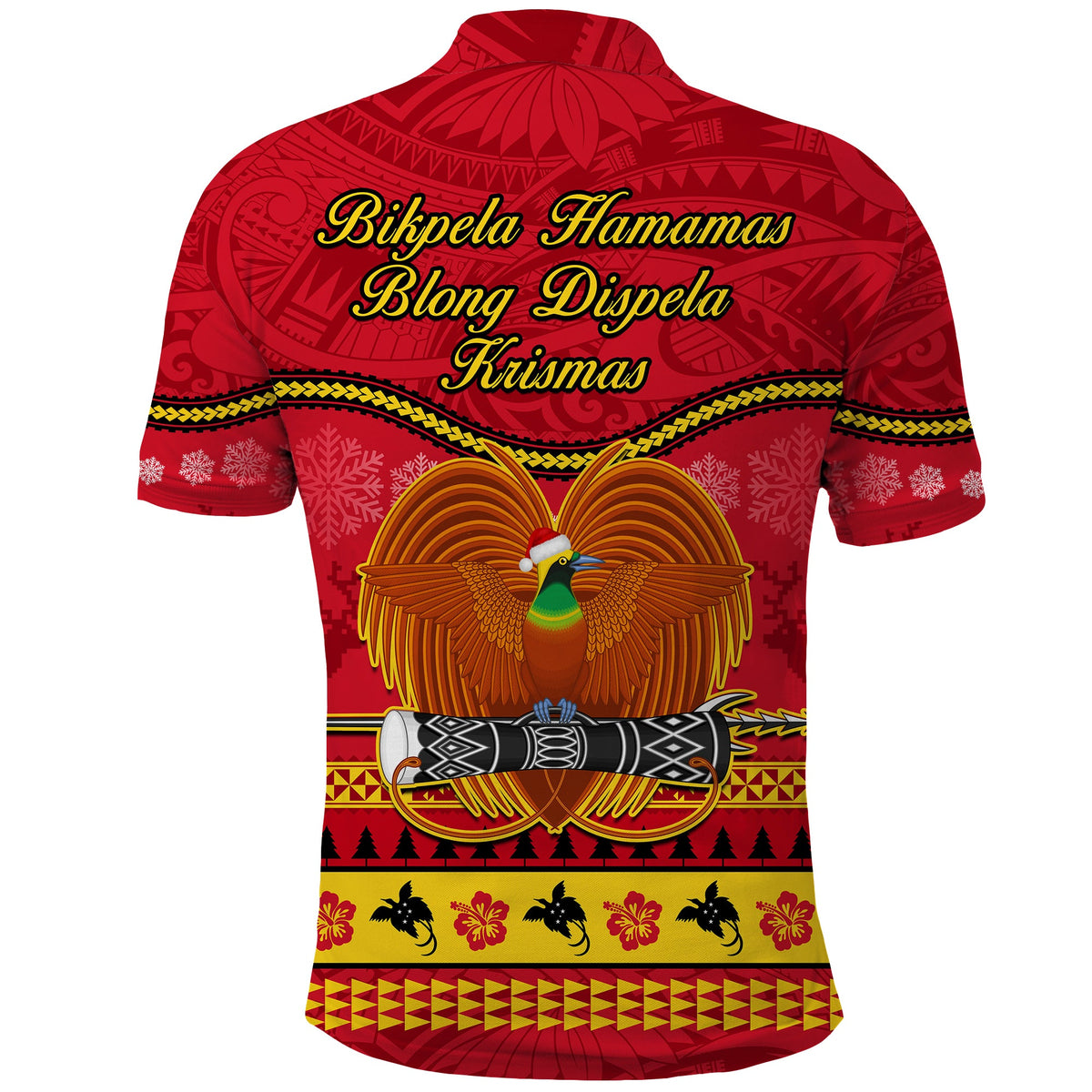 Papua New Guinea Christmas Polo Shirt Bird Of Paradise Bikpela Hamamas Blong Dispela Krismas LT14 - Polynesian Pride