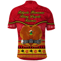Papua New Guinea Christmas Polo Shirt Bird Of Paradise Bikpela Hamamas Blong Dispela Krismas LT14 - Polynesian Pride