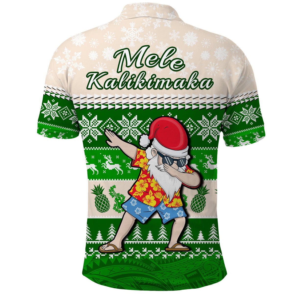 Hawaii Mele Kalikimaka Polo Shirt Dabbing Santa Green Merry Christmas LT14 - Polynesian Pride