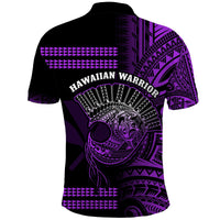 Hawaii Polo Shirt Kakau Warrior Helmet Gradient Purple Polynesian LT14 - Polynesian Pride