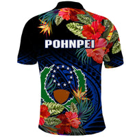 Pohnpei State Polo Shirt FSM Hibiscus Flowers Mix Polynesian LT14 - Polynesian Pride