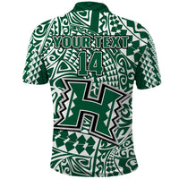 (Custom Text and Number) Hawaii Football Polo Shirt Rainbow Warriors Tribal Kakau LT14 - Polynesian Pride