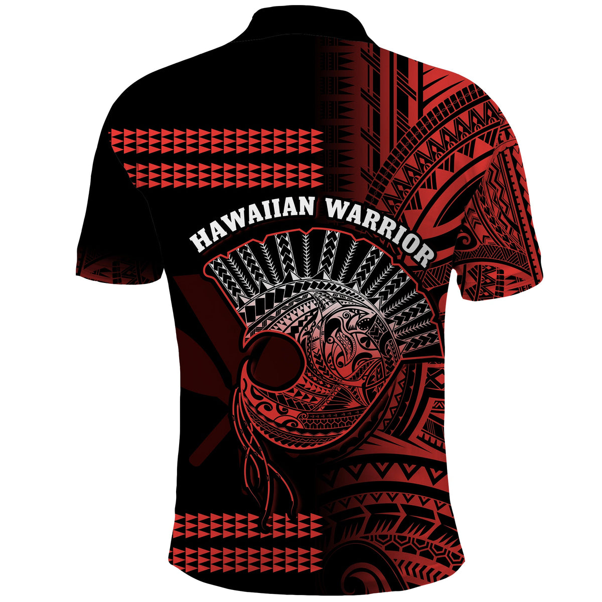 Hawaii Polo Shirt Kakau Warrior Helmet Gradient Red Polynesian LT14 - Polynesian Pride