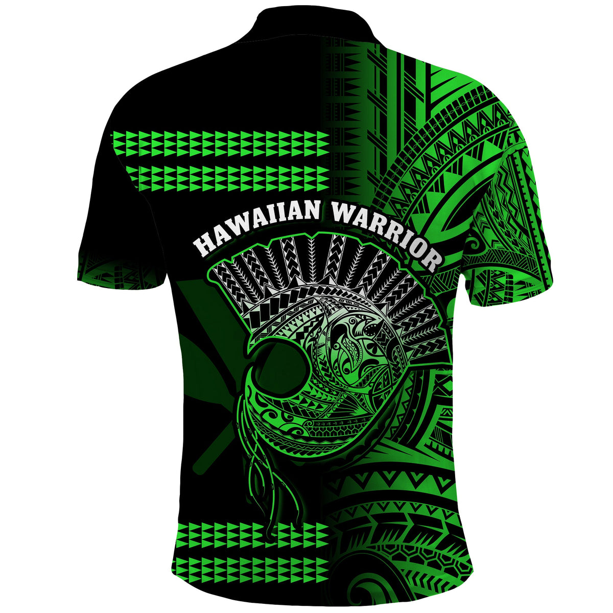 Hawaii Polo Shirt Kakau Warrior Helmet Gradient Green Polynesian LT14 - Polynesian Pride