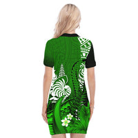(Custom Personalised) New Caledonia Polo Dress Nautilus Green Polynesian Hibiscus LT13 - Polynesian Pride