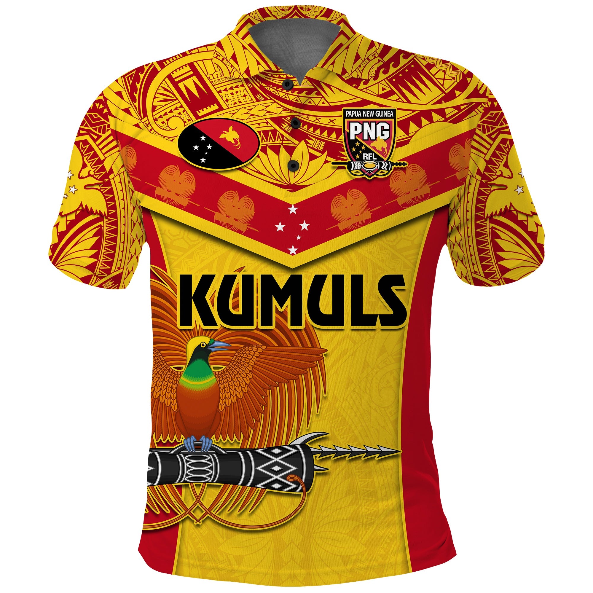 Papua New Guinea Rugby Polo Shirt PNG Kumuls Bird Of Paradise Yellow LT14 Adult Yellow - Polynesian Pride