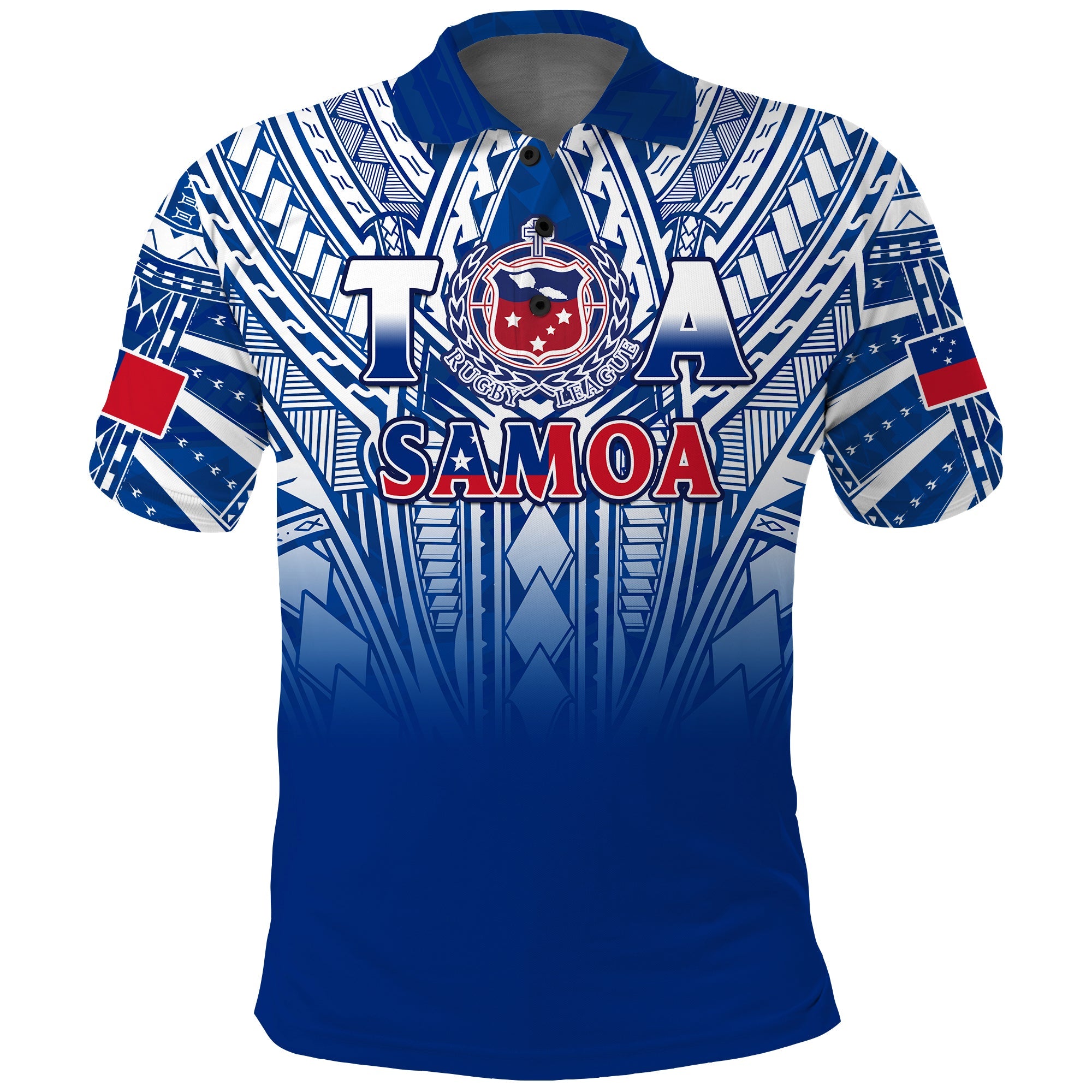 (Custom Text and Number) Samoa Rugby Polo Shirt Personalise Toa Samoa Polynesian Pacific Navy Version LT14 Blue - Polynesian Pride