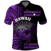 Hawaii Polo Shirt Kakau Warrior Helmet Gradient Purple Polynesian LT14 Purple - Polynesian Pride