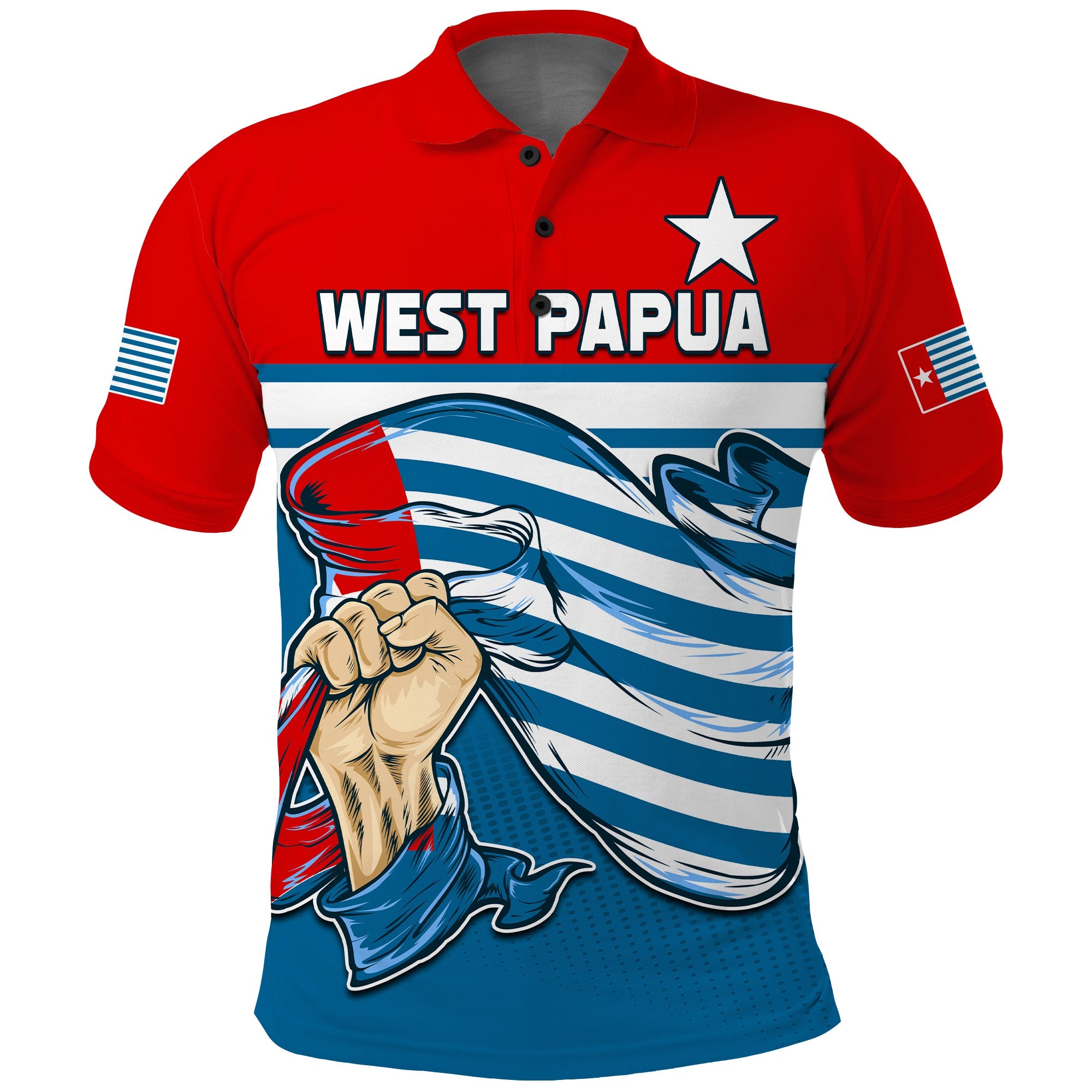 Free West Papua Polo Shirt One People One Soul Strong West Papuan LT13 Blue - Polynesian Pride
