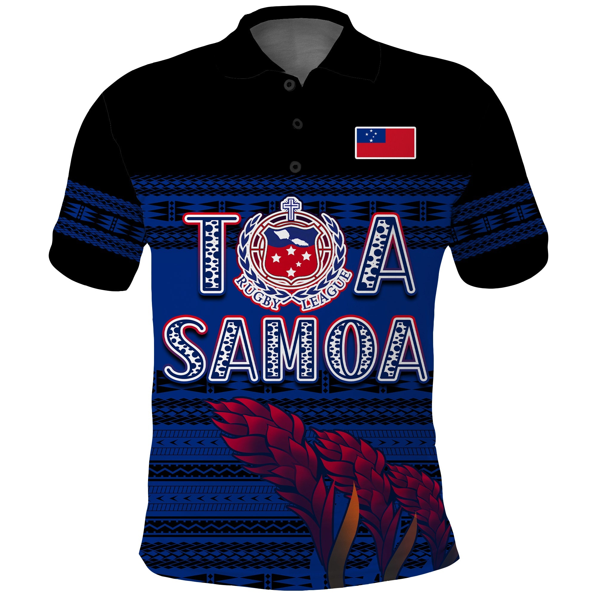 Toa Samoa Rugby Polo Shirt Uso Aso Uma Go Champions Blue LT13 Blue - Polynesian Pride