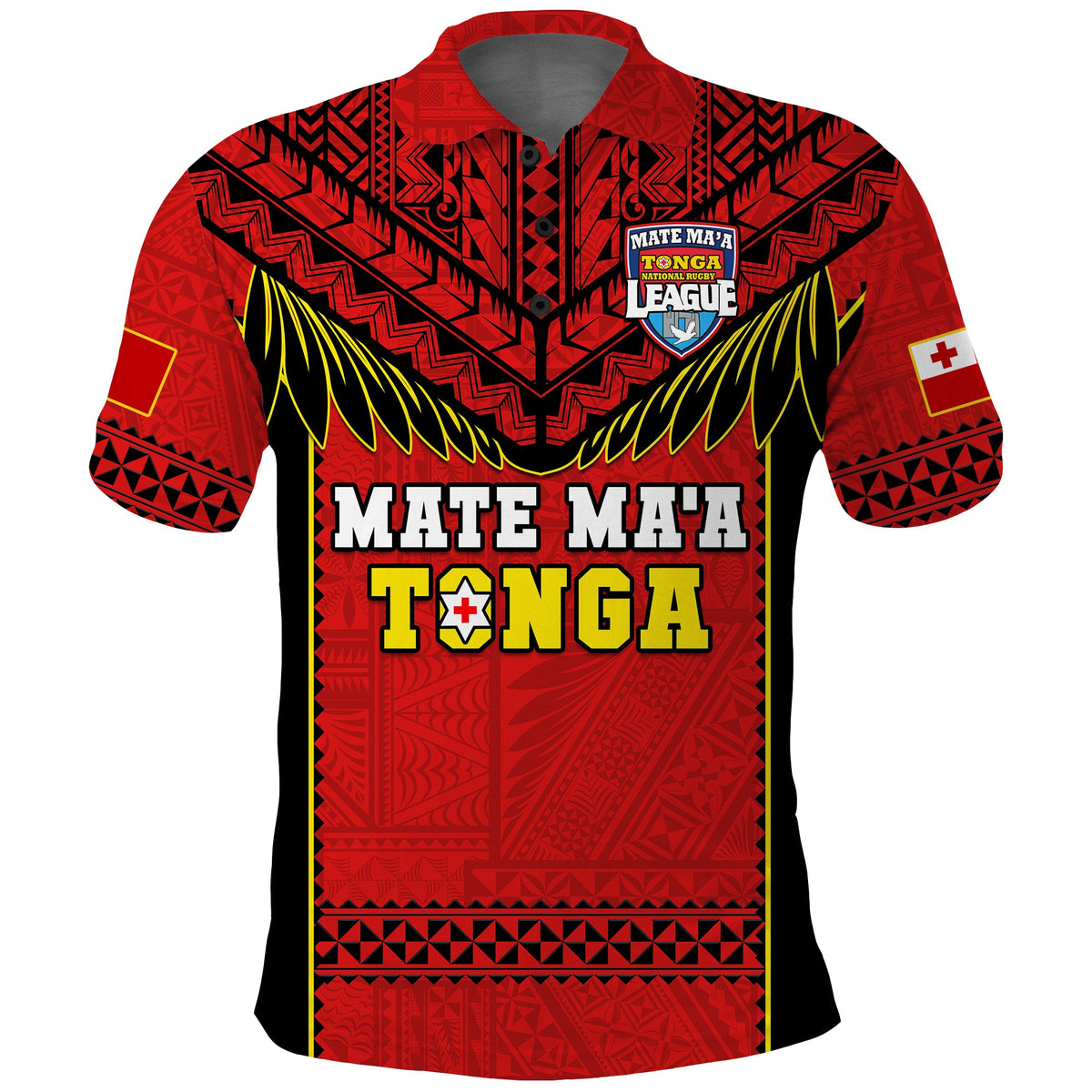 (Custom Text and Number) Tonga Rugby Polo Shirt Mate Maa Tonga Pacific Ngatu Black LT14 - Polynesian Pride