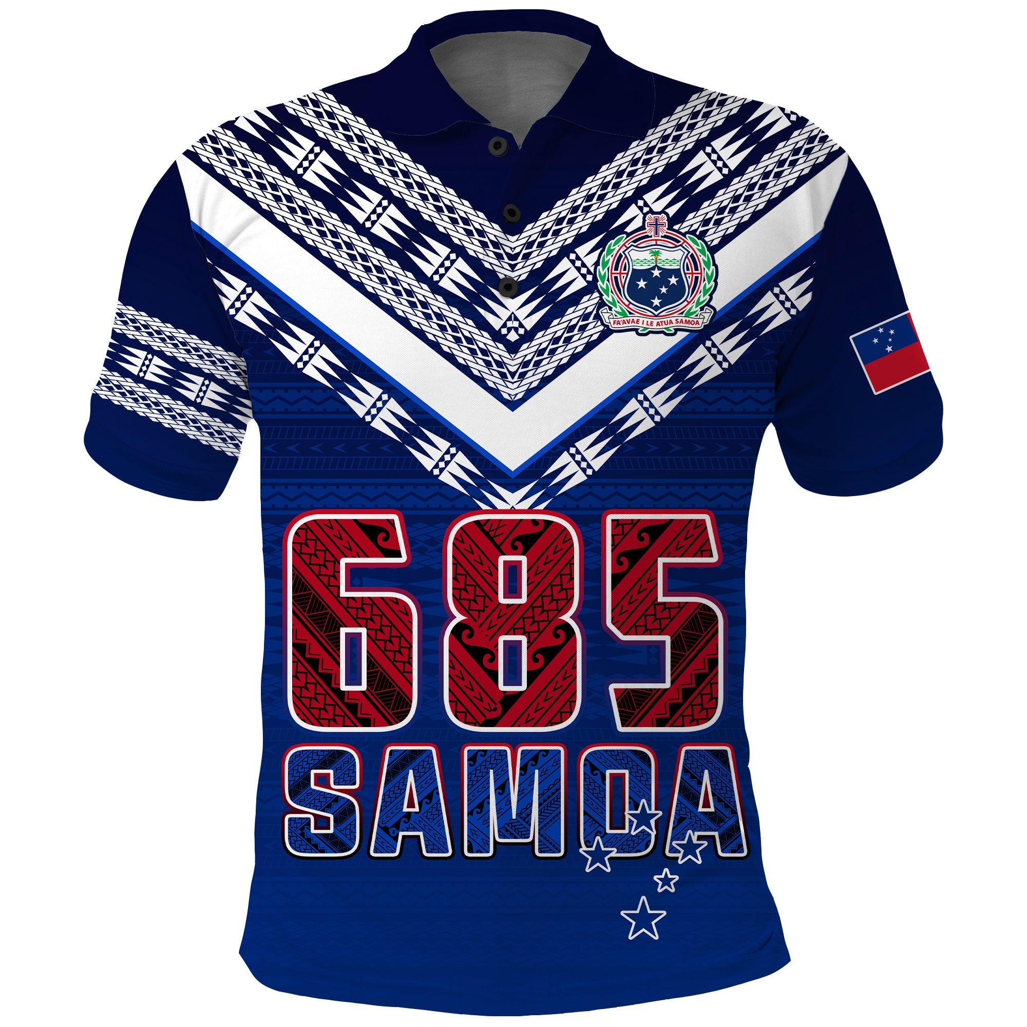 Samoa 685 Polo Shirt Uso Aso Uma Toa Samoa Rugby History Made LT13 Blue - Polynesian Pride