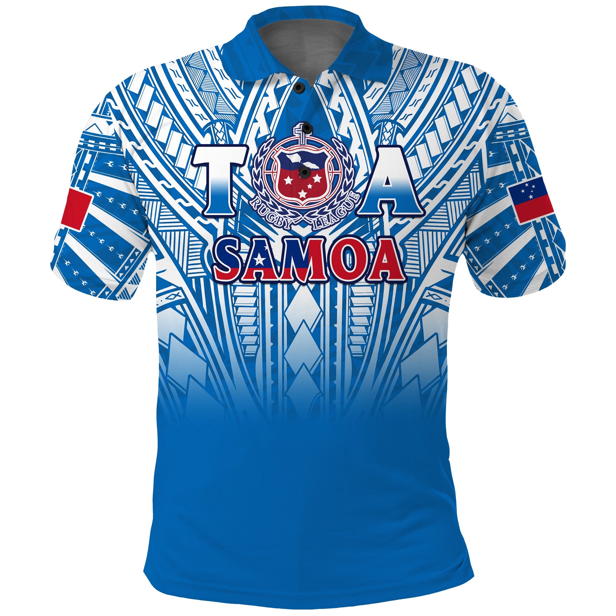 Samoa Rugby Polo Shirt Toa Samoa Polynesian Pacific Blue Version LT14 Blue - Polynesian Pride