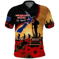 Custom New Zealand ANZAC Polo Shirt Maori Camouflage Mix Poppies We Will Remember Them LT14 - Polynesian Pride