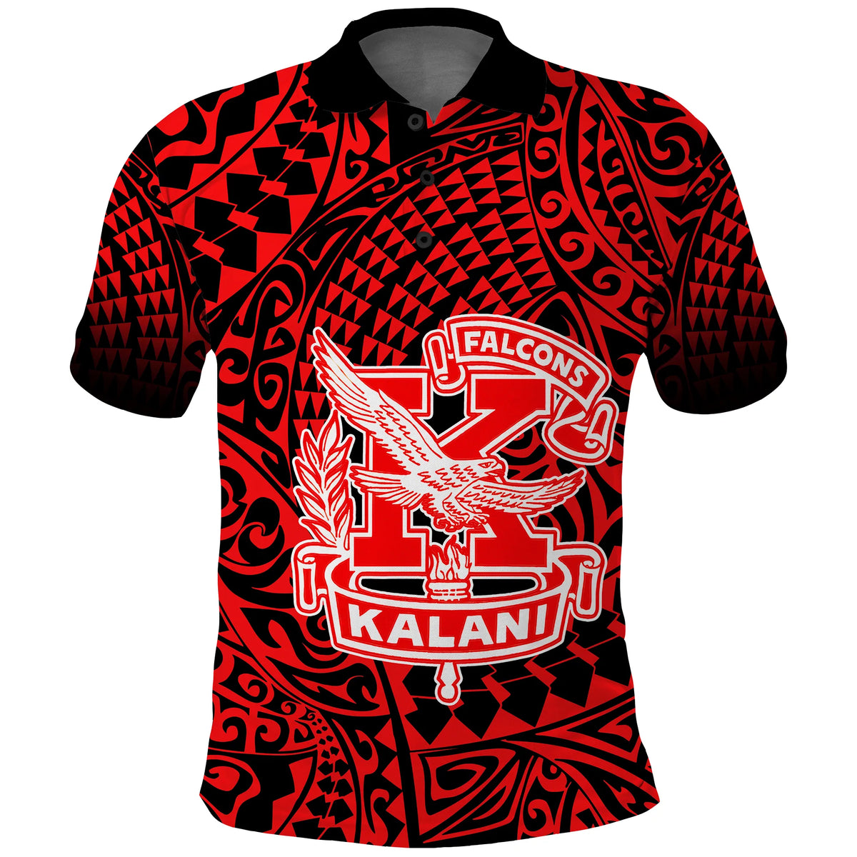 Hawaii Polo Shirt Kalani High School Tribal Kakau LT14 Red - Polynesian Pride