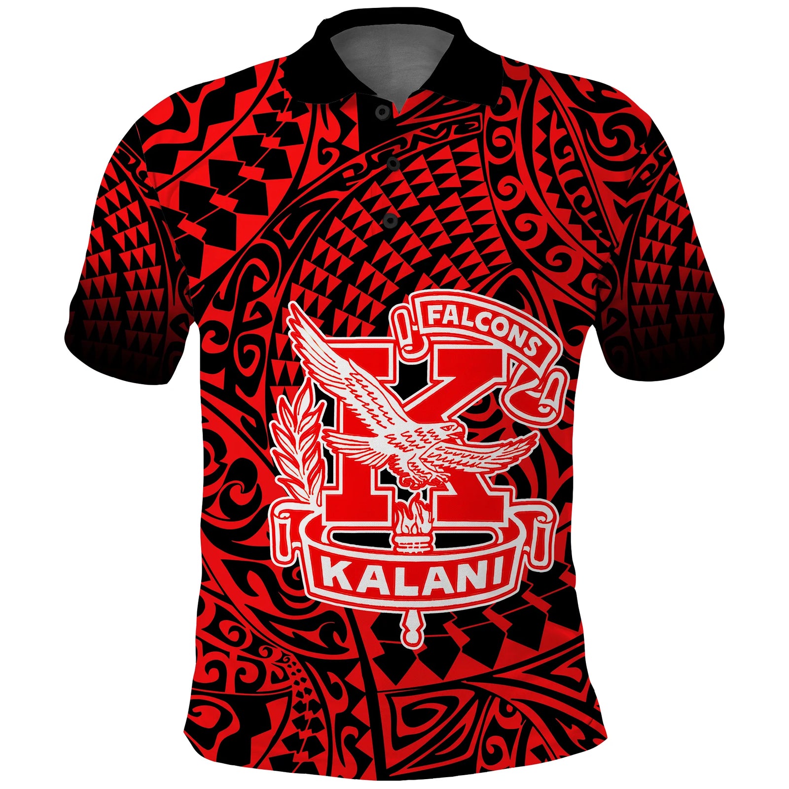 Hawaii Polo Shirt Kalani High School Tribal Kakau LT14 Red - Polynesian Pride