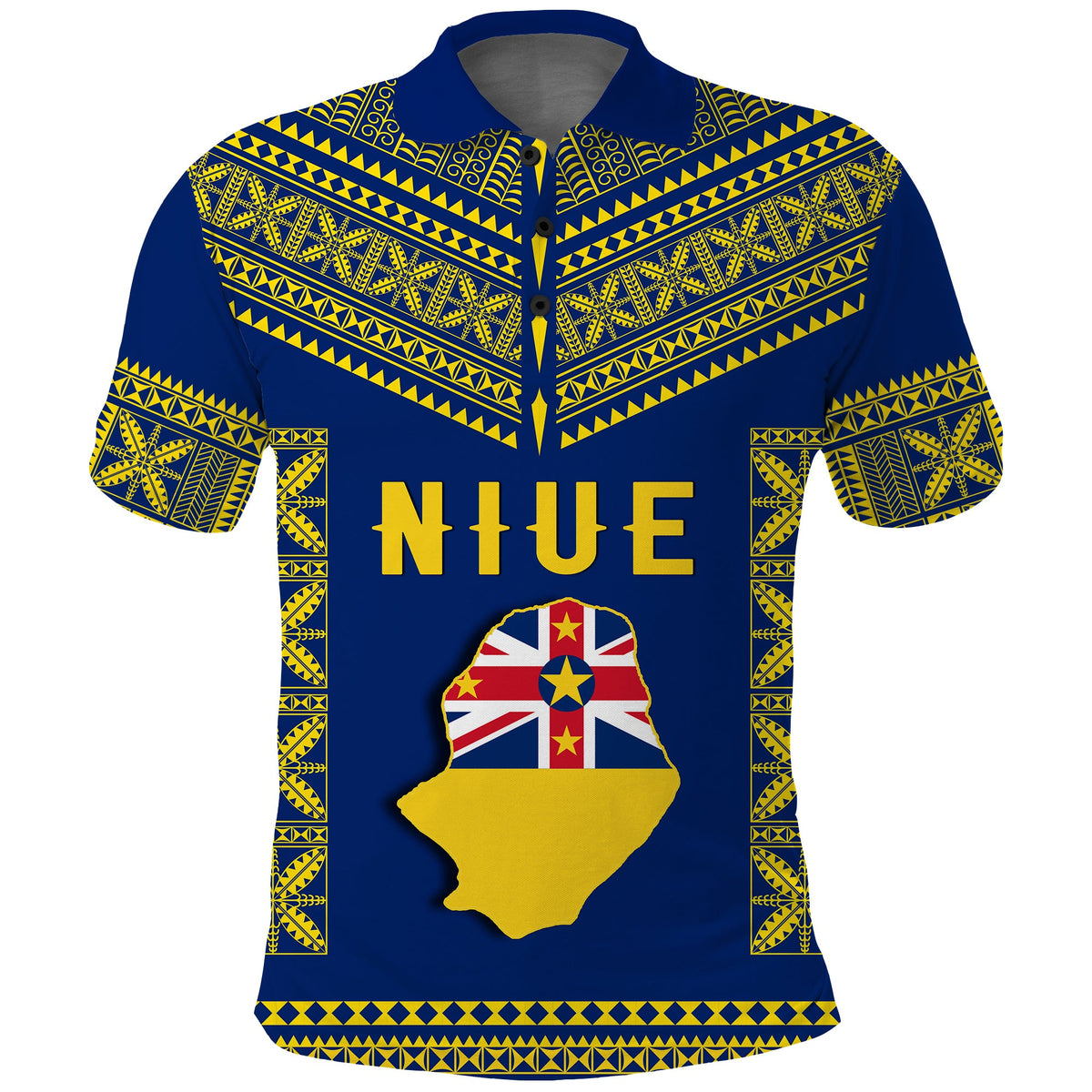 Custom Niue Polo Shirt Happy Constitution Day Niuean Hiapo Crab With Map LT14 - Polynesian Pride
