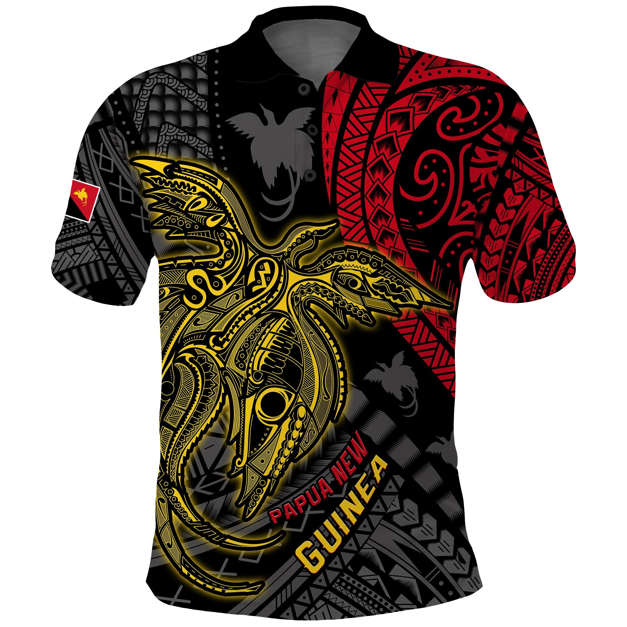 Papua New Guinea Polo Shirt Raggiana Birds Of Paradise Happy 47th Independence Day LT13 Black - Polynesian Pride