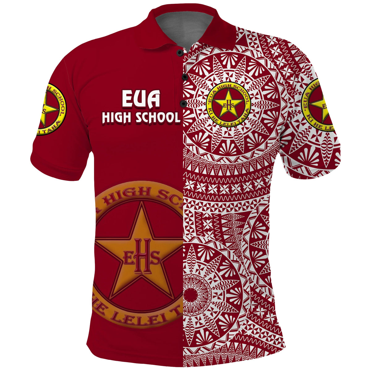 Custom Tonga Eua High School Polo Shirt Tongan Ngatu Pattern LT14 - Polynesian Pride
